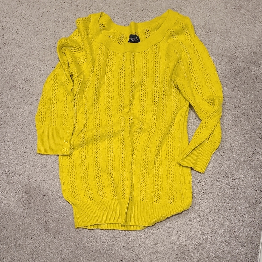Yellow Cable Knit Women's Sweater